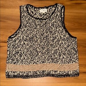 Lou & Grey Black and Cream Sweater Cropped Tank